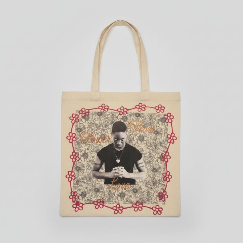 power peace love tote bag – floral prayer graphic canvas tote