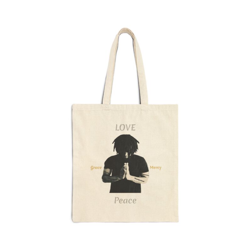 love peace cotton tote bag – praying silhouette eco shopper