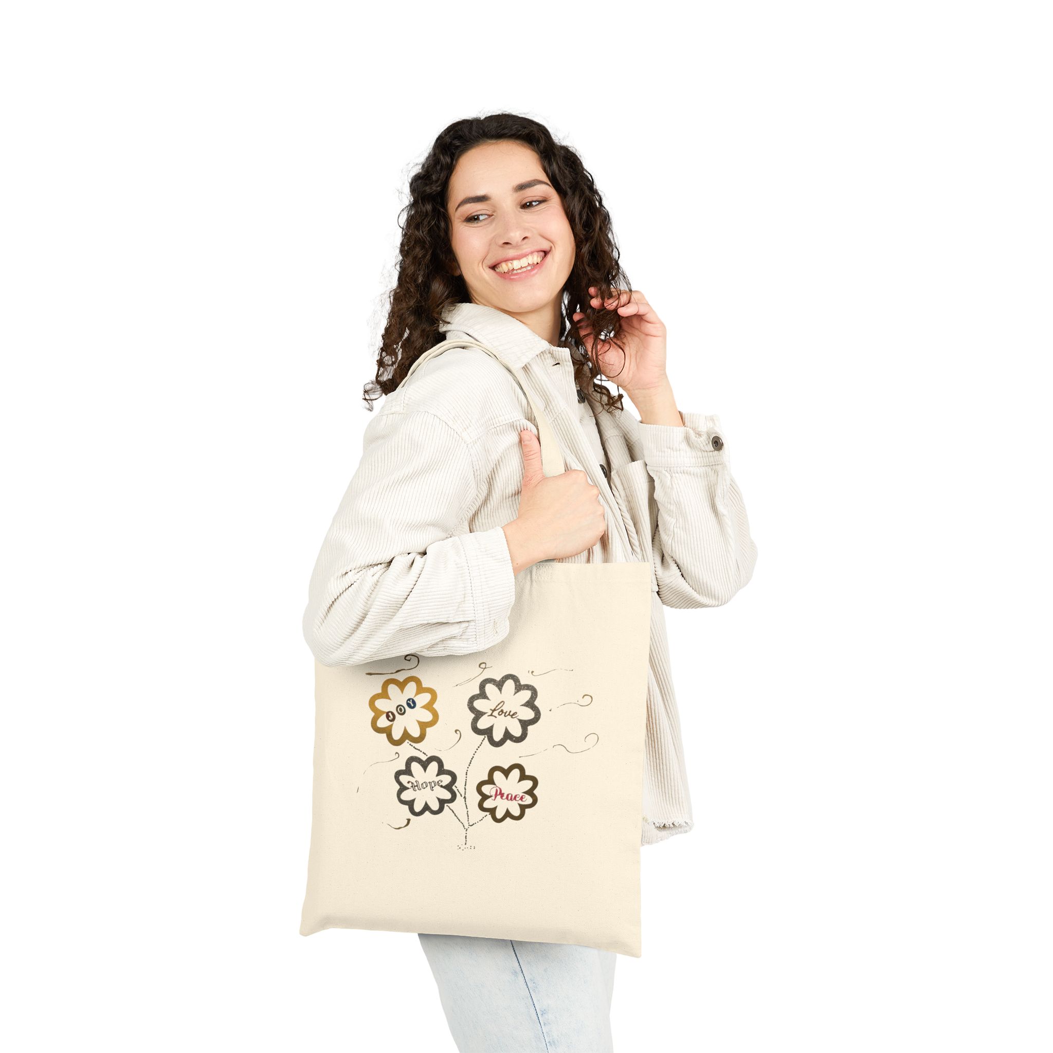 canvas tote bag — retro doodle flower design | cute floral grocery & everyday tote canvas tote bag — retro doodle flower design | cute floral grocery & everyday tote