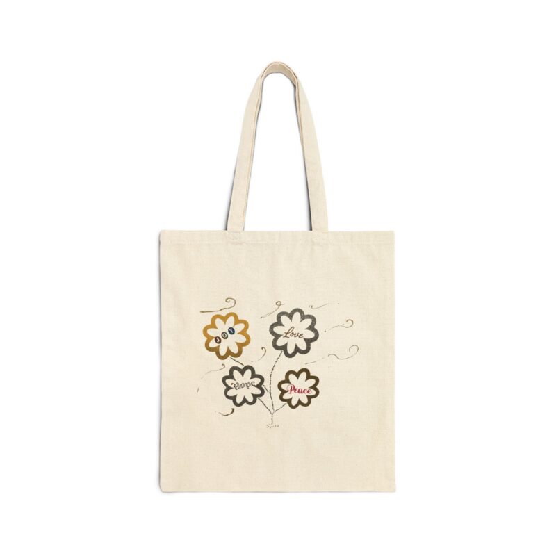canvas tote bag — retro doodle flower design | cute floral grocery & everyday tote
