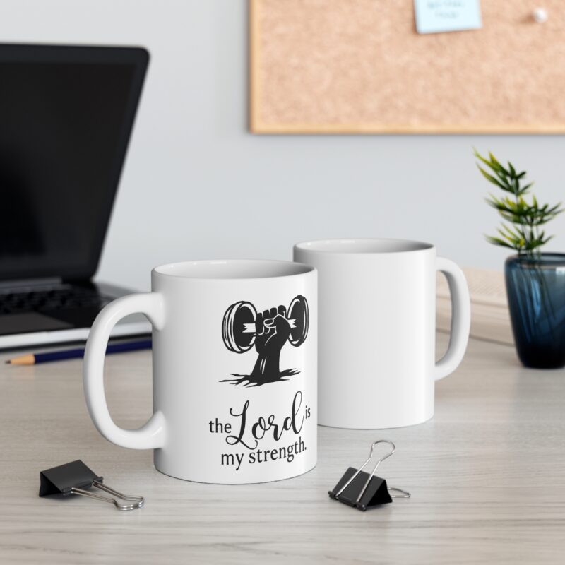 inspirational 'the lord is my strength' coffee mug – faith & fitness 11oz