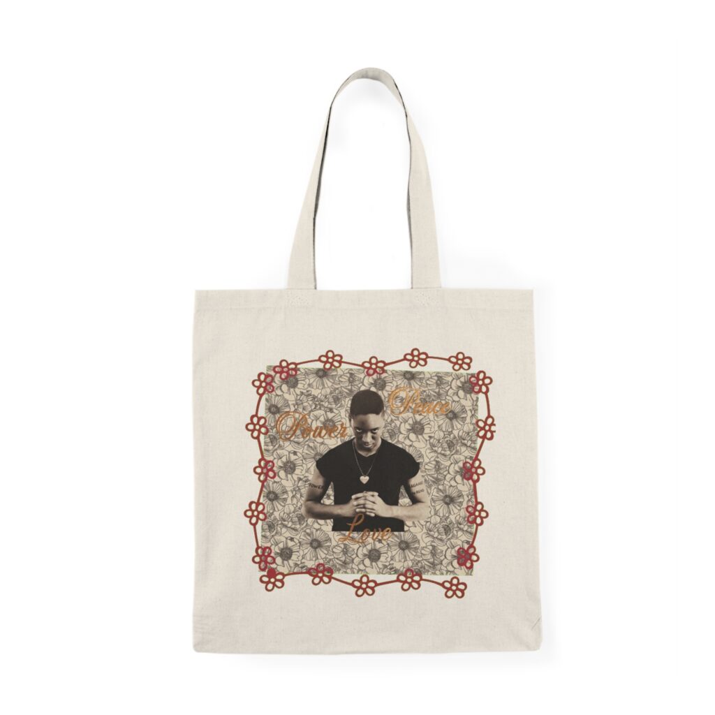frugal portrait floral tote bag — vintage prayer design