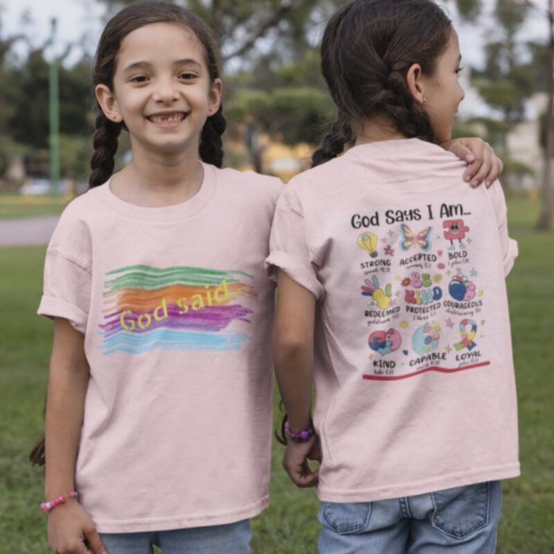 youth light cotton tee — "god said i am" faith graphic tee