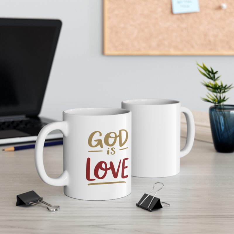 god is love ceramic mug — inspirational christian coffee cup, faith gift (11oz)