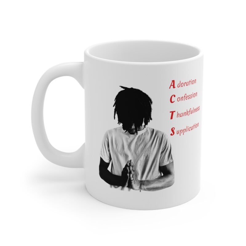 prayer acronym mug — acms (adoration, confession, thankfulness, supplication) 11oz