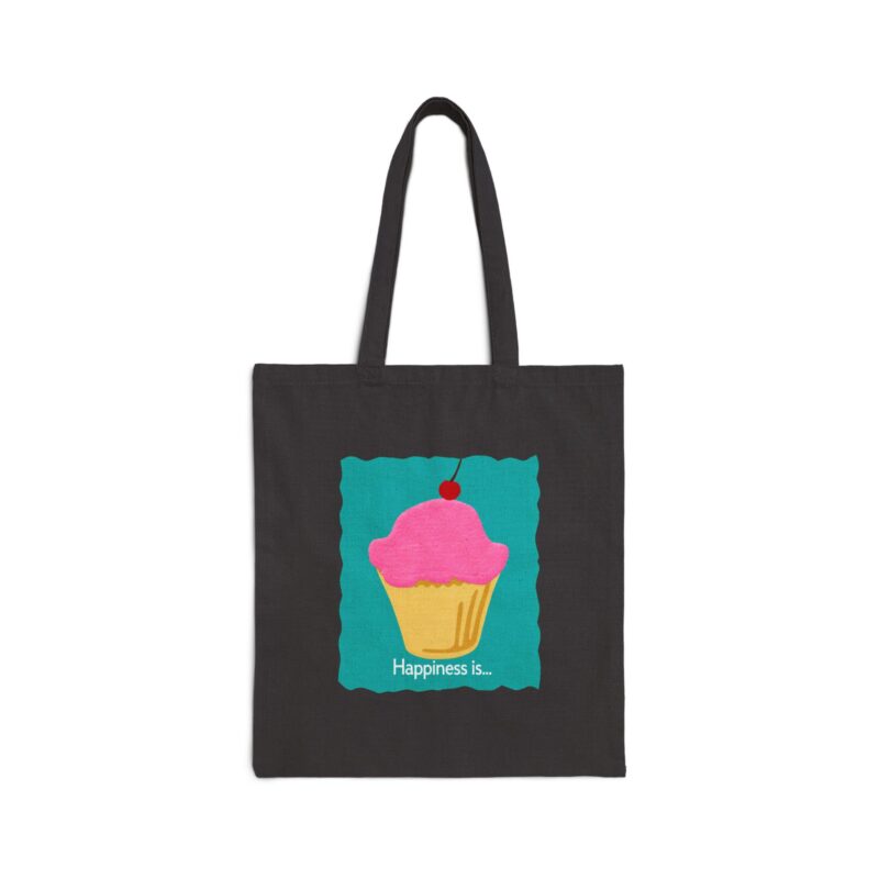tote bag — "happiness is" cupcake canvas tote