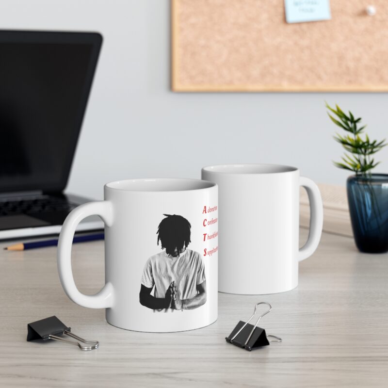 prayer acronym mug — acms (adoration, confession, thankfulness, supplication) 11oz