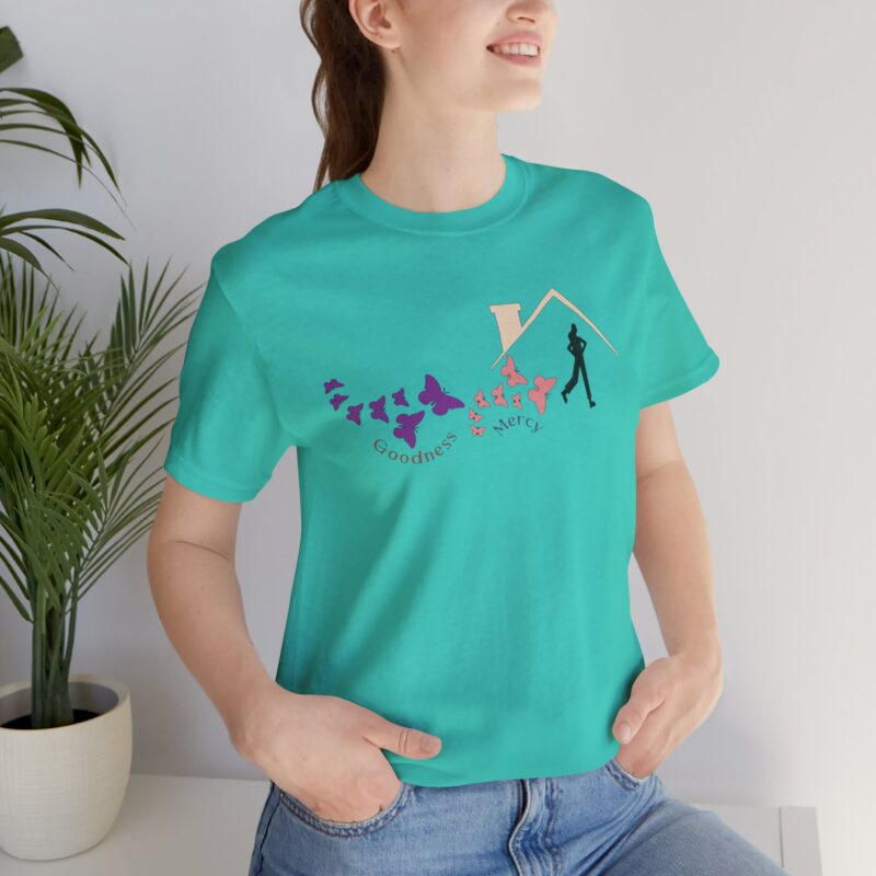 goodness and mercy shall follow me butterflies t shirt